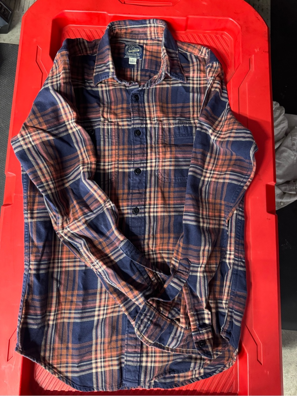 J. Crew Men's Navy & Rust Plaid Button-Up Shirt